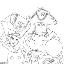 Famous venitian costume for carnival coloring page - Coloring page - HOLIDAY coloring pages - CARNIVAL coloring pages - CARNIVAL OF VENICE coloring pages
