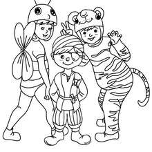 PIRATE, TIGER AND BEE CARNIVAL COSTUMES coloring page - Coloring page - HOLIDAY coloring pages - CARNIVAL coloring pages - CARNIVAL COSTUME IDEAS coloring pages