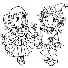 CUTE GIRLS CARNIVAL COSTUMES coloring page - Coloring page - HOLIDAY coloring pages - CARNIVAL coloring pages - CARNIVAL COSTUME IDEAS coloring pages