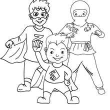 SUPERHEROS CARNIVAL COSTUMES coloring page - Coloring page - HOLIDAY coloring pages - CARNIVAL coloring pages - MARDI GRAS coloring pages