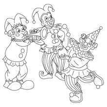 CLOWNS GROUP coloring page - Coloring page - HOLIDAY coloring pages - CARNIVAL coloring pages - TRADITIONAL CARNIVAL CHARACTERS coloring pages