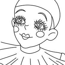 PIERROT CLOSE UP coloring page - Coloring page - HOLIDAY coloring pages - CARNIVAL coloring pages - TRADITIONAL CARNIVAL CHARACTERS coloring pages