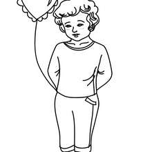 Boy with love balloon coloring page - Coloring page - HOLIDAY coloring pages - VALENTINE coloring pages - BOY IN LOVE coloring pages