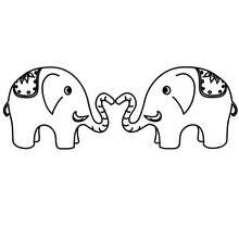 Love elephant coloring page - Coloring page - HOLIDAY coloring pages - VALENTINE coloring pages - KISS coloring pages