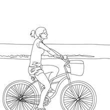 Mädchen fährt Fahrrad zum Ausmalen