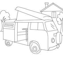 Camper bus coloring page - Coloring page - TRANSPORTATION coloring pages - BUS coloring pages