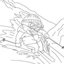 Oma fährt Ski zum Ausmalen