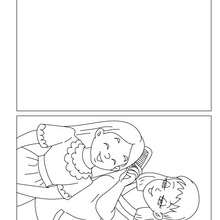 Mother with daughter coloring card