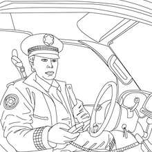 Polizist im Polizeiauto zum Ausmalen