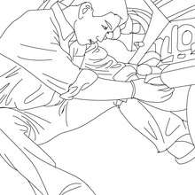 Mechanic checks a truck motor coloring page