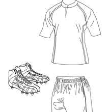 Rugby shirt, shorts and shoes coloring page
