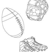 Rugby Ball, Schuhe und Helm zum Ausmalen