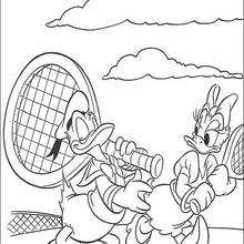 Donald Duck und Daisy Duck spielen Tennis