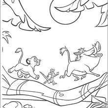 Simba, Timon und Pumbaa rennen