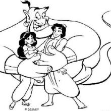 Genie, Aladdin und Jasmine zum Ausmalen