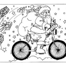 Fahrradfahrender Weihnachtsmann