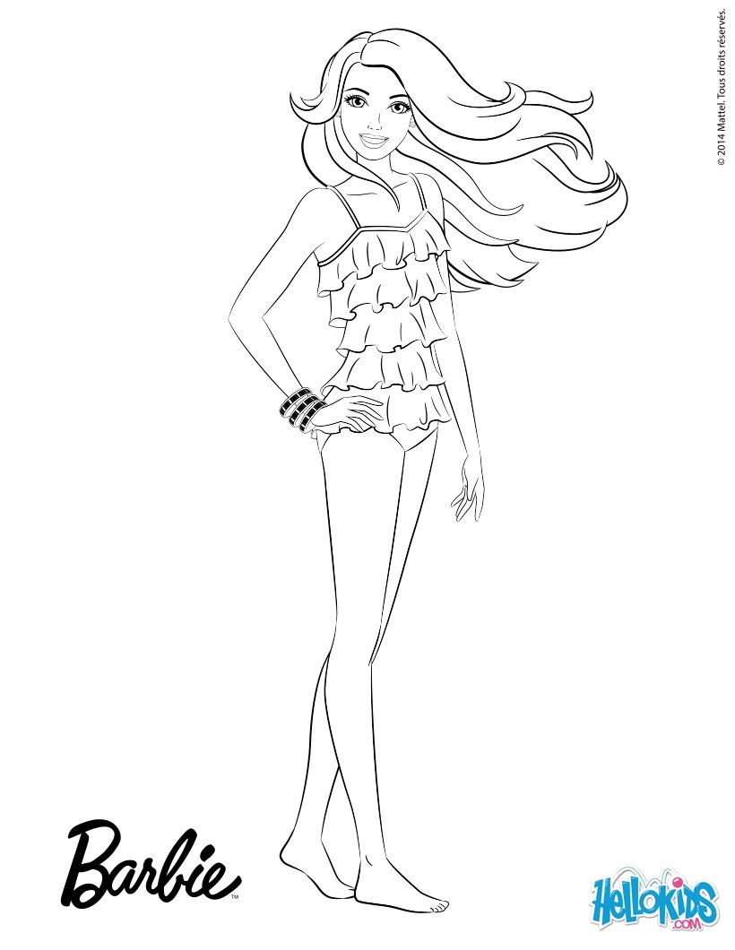 Barbie's Fashion Swimsuit coloring page. More Barbie coloring sheets on ...