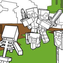 Minecraft ausmalbilder - Kampf gegen alle Mobs
