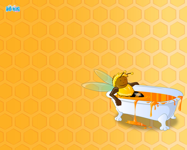 Biene in ihrem Bad